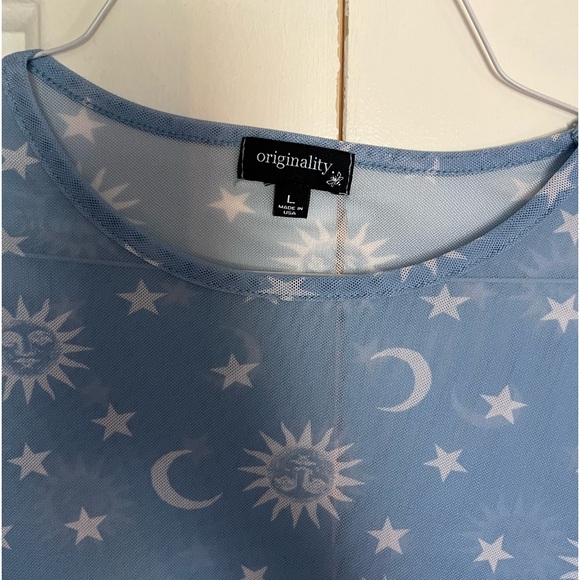 Sun and Moon Blue Mesh Long Sleeve Top - Picture 4 of 4